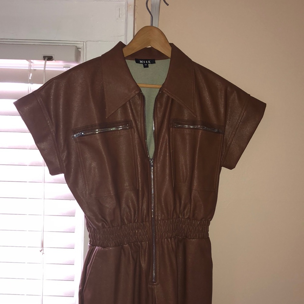 chestnut leather jumpsuit